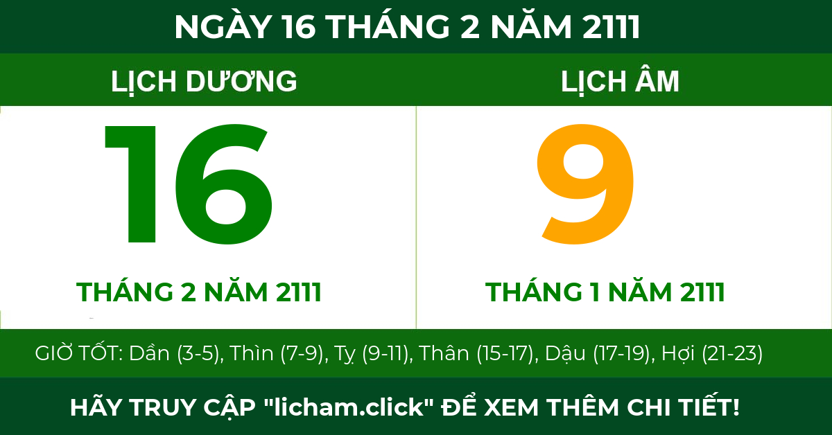 lịch âm ngày 16 tháng 2 năm 2111