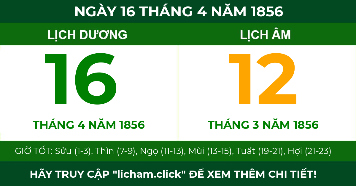 lịch âm ngày 16 tháng 4 năm 1856