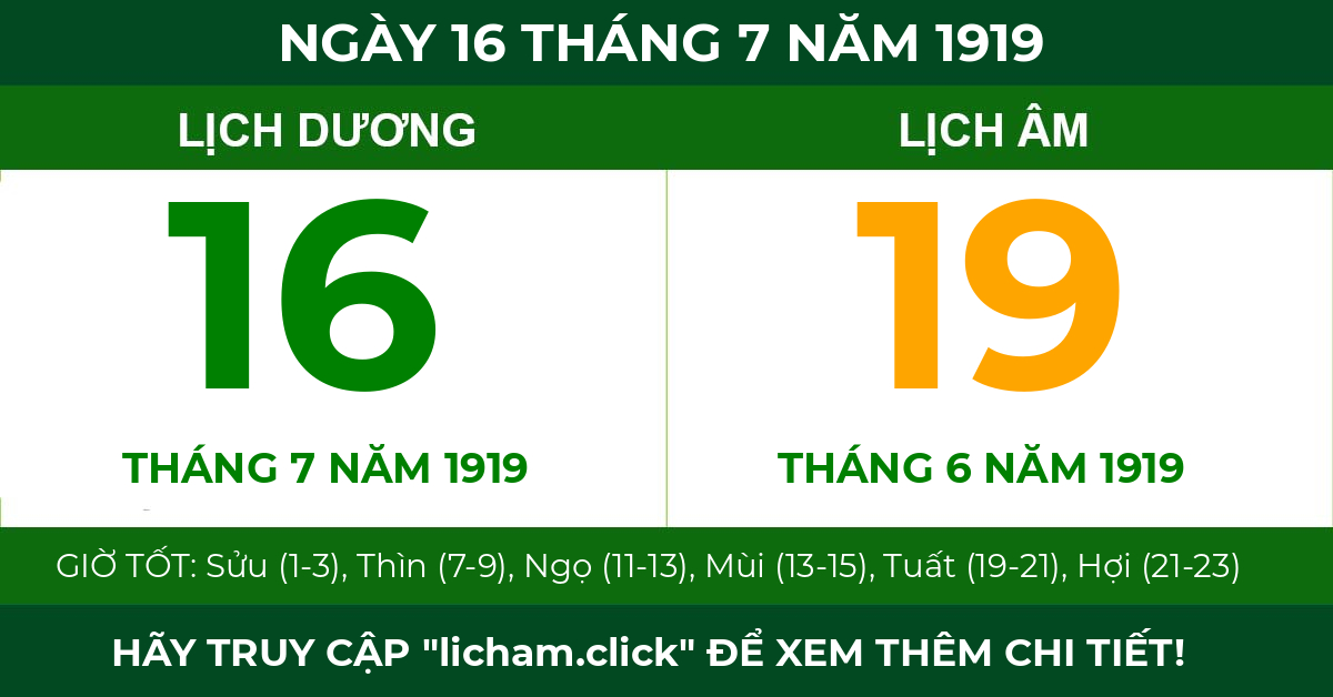 lịch âm ngày 16 tháng 7 năm 1919