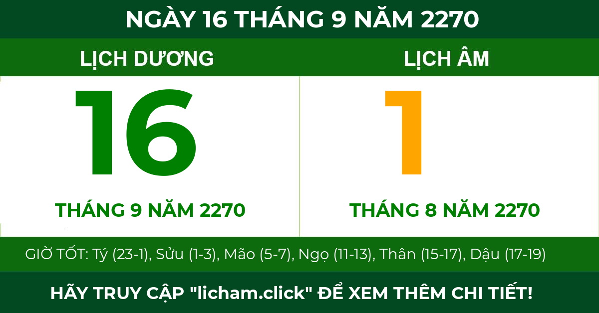 lịch âm ngày 16 tháng 9 năm 2270