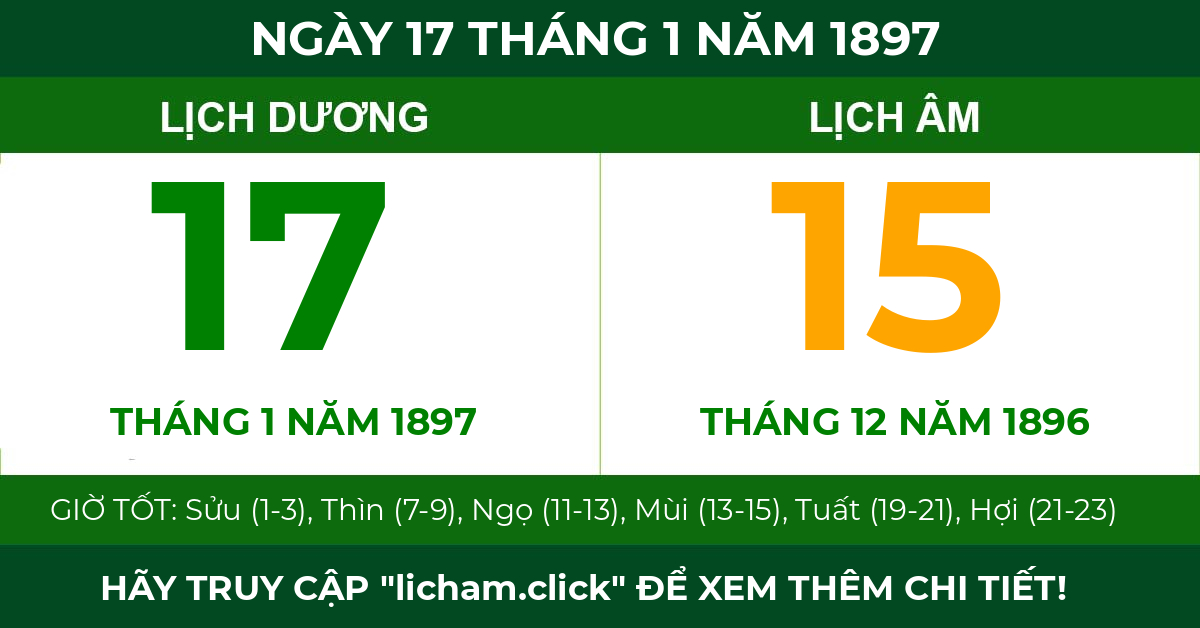 lịch âm ngày 17 tháng 1 năm 1897