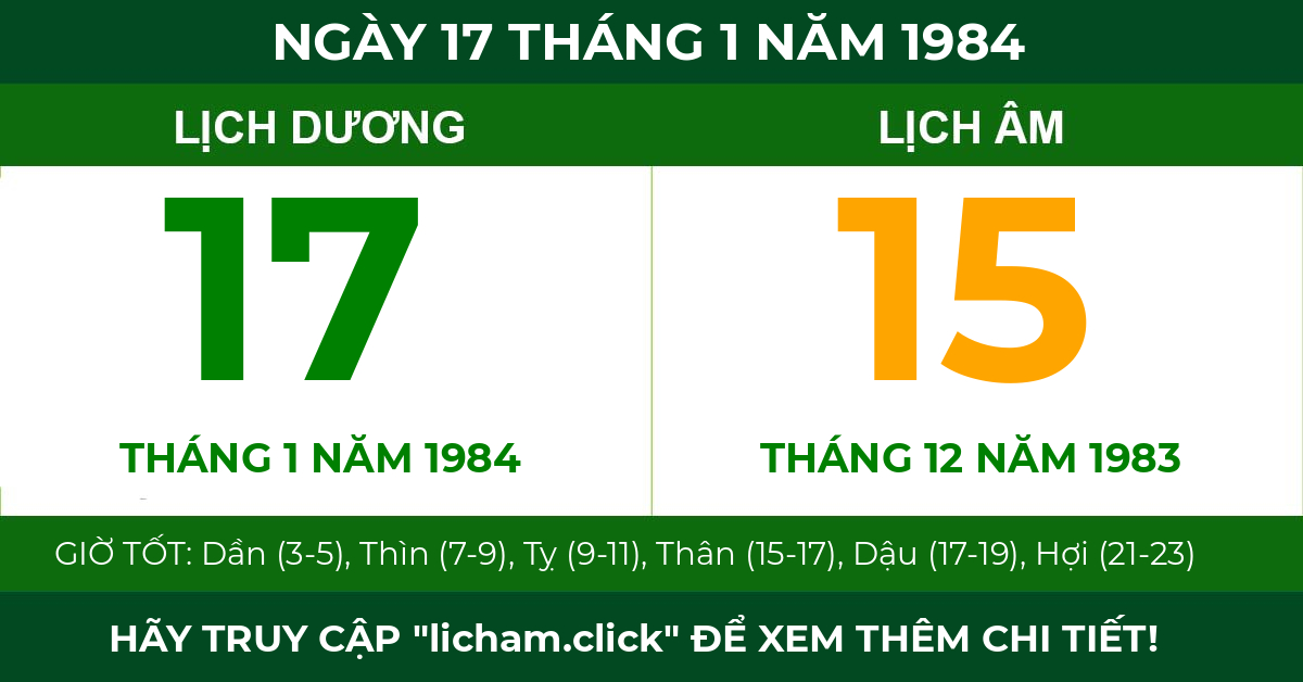 lịch âm ngày 17 tháng 1 năm 1984