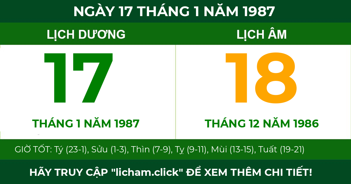lịch âm ngày 17 tháng 1 năm 1987