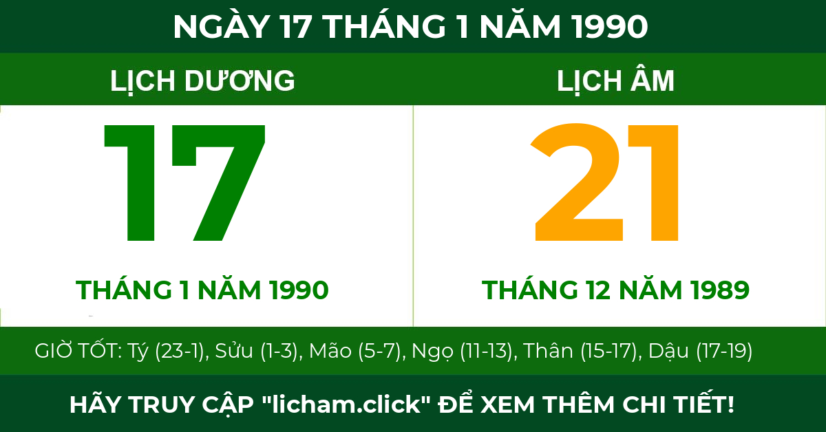 lịch âm ngày 17 tháng 1 năm 1990
