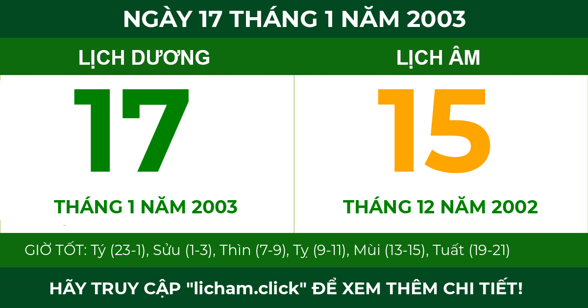 lịch âm ngày 17 tháng 1 năm 2003