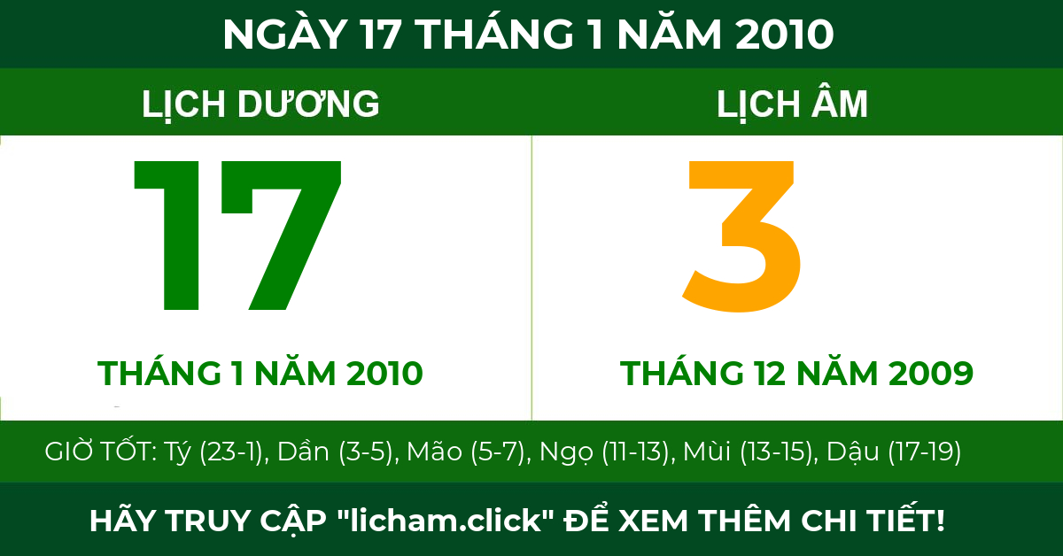 lịch âm ngày 17 tháng 1 năm 2010