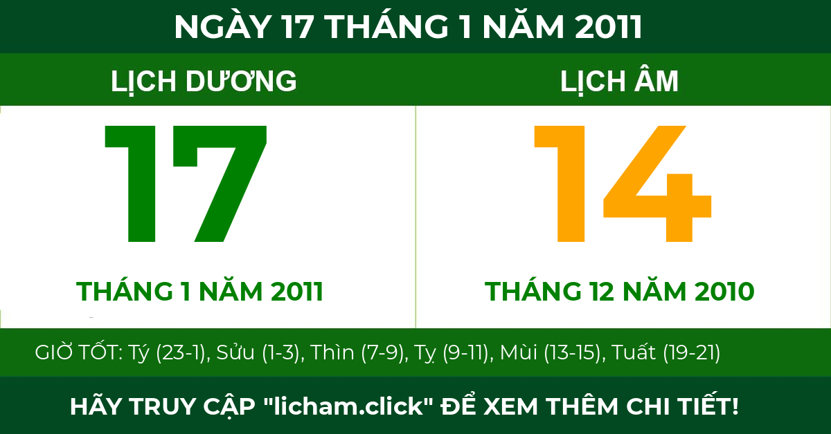 lịch âm ngày 17 tháng 1 năm 2011