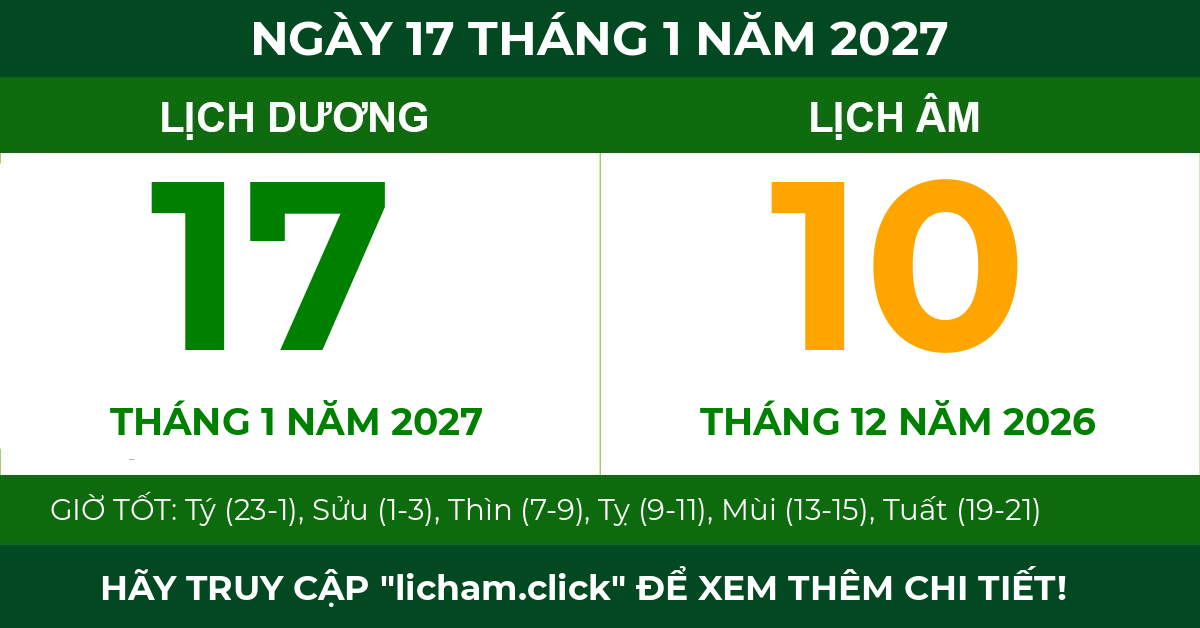 lịch âm ngày 17 tháng 1 năm 2027