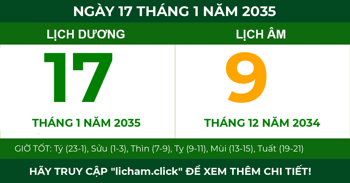 lịch âm ngày 17 tháng 1 năm 2035