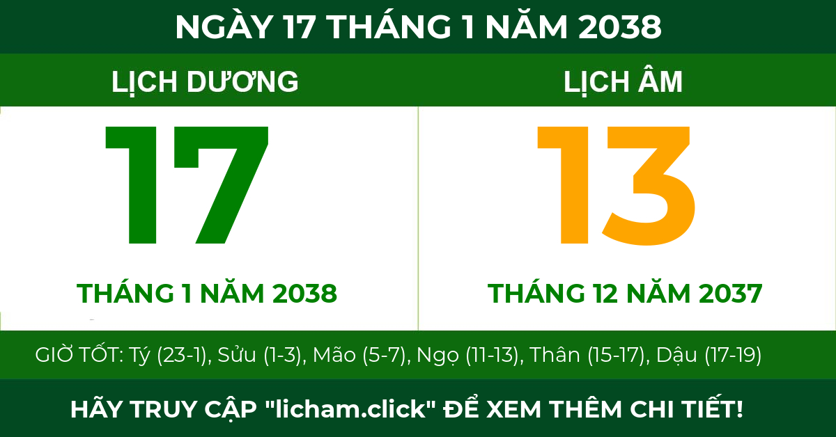 lịch âm ngày 17 tháng 1 năm 2038