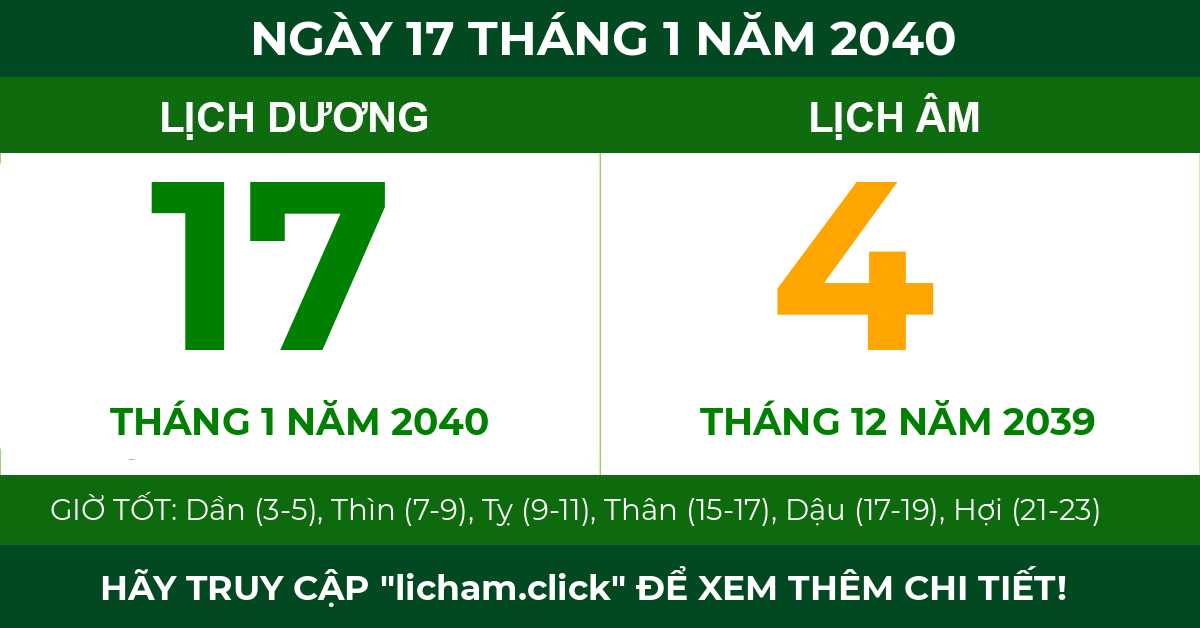 lịch âm ngày 17 tháng 1 năm 2040
