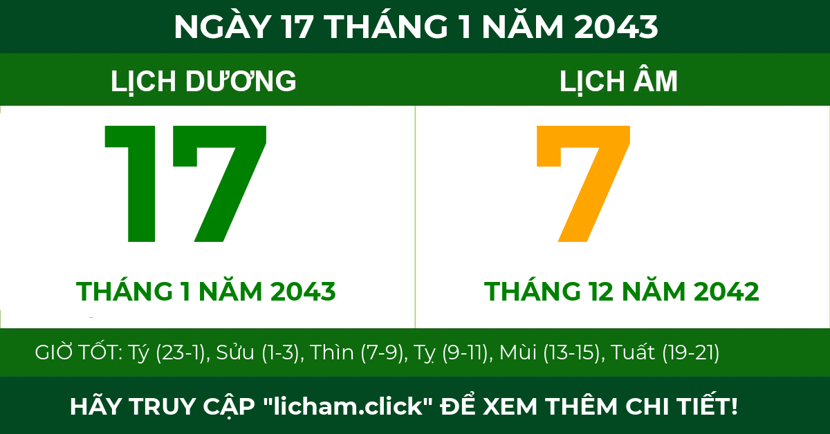 lịch âm ngày 17 tháng 1 năm 2043