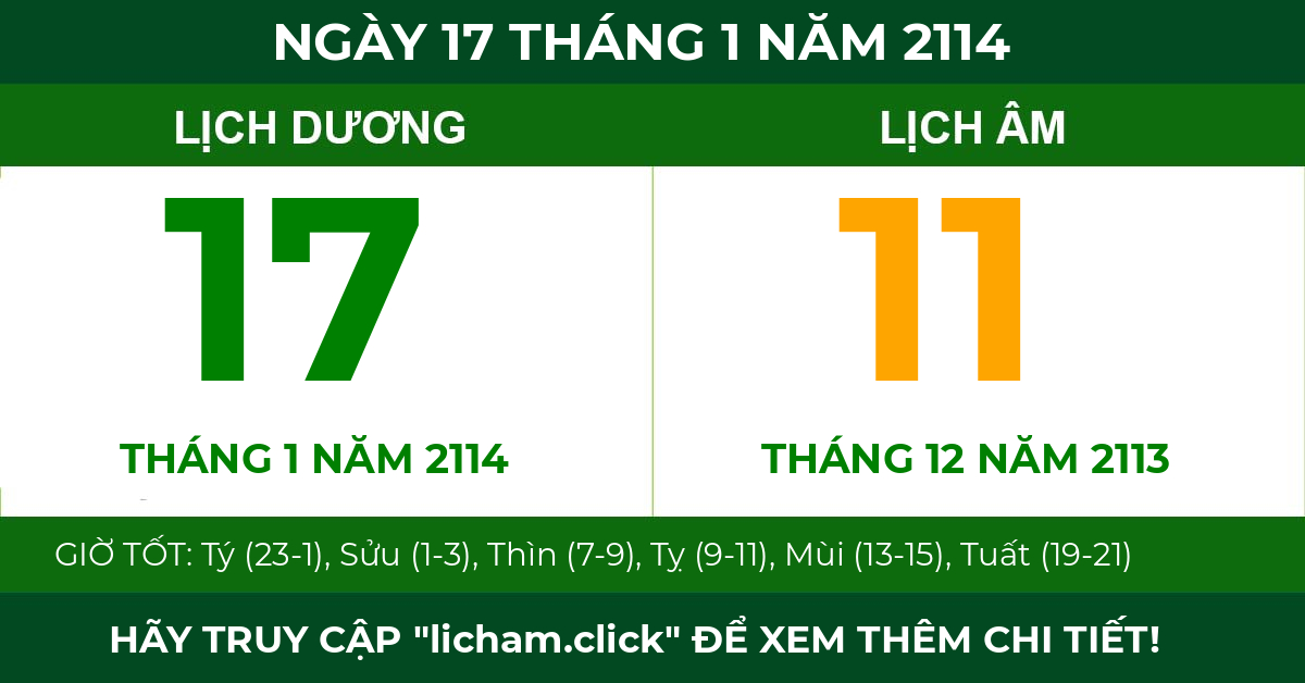 lịch âm ngày 17 tháng 1 năm 2114