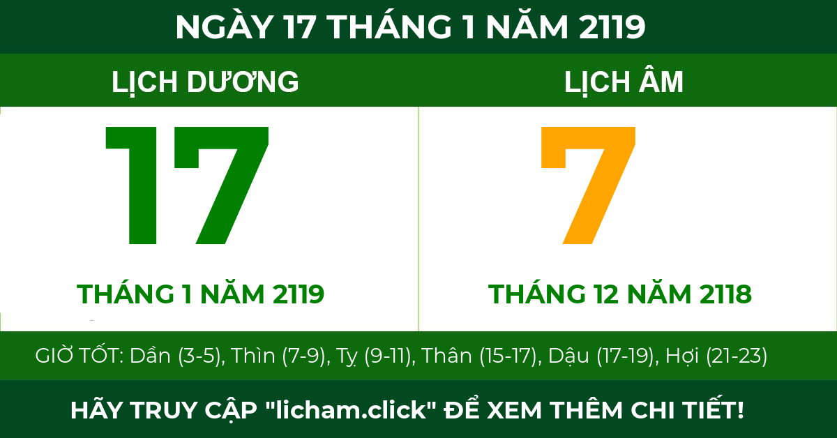 lịch âm ngày 17 tháng 1 năm 2119