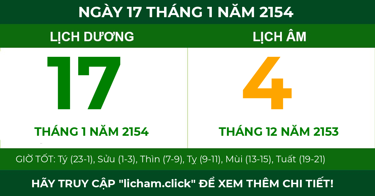lịch âm ngày 17 tháng 1 năm 2154