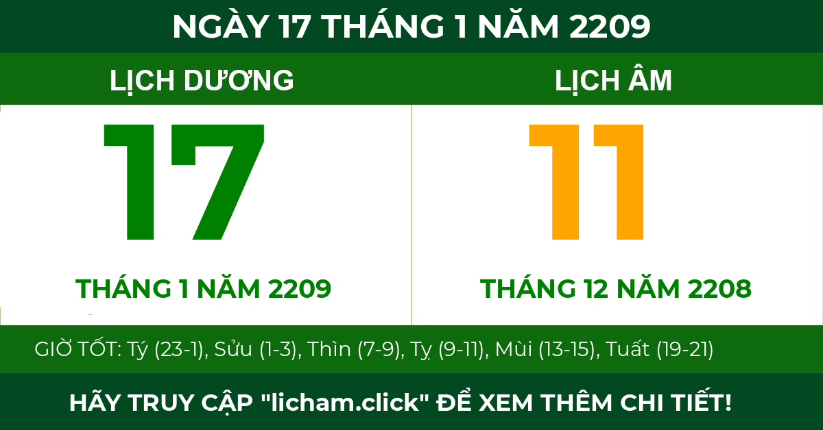 lịch âm ngày 17 tháng 1 năm 2209