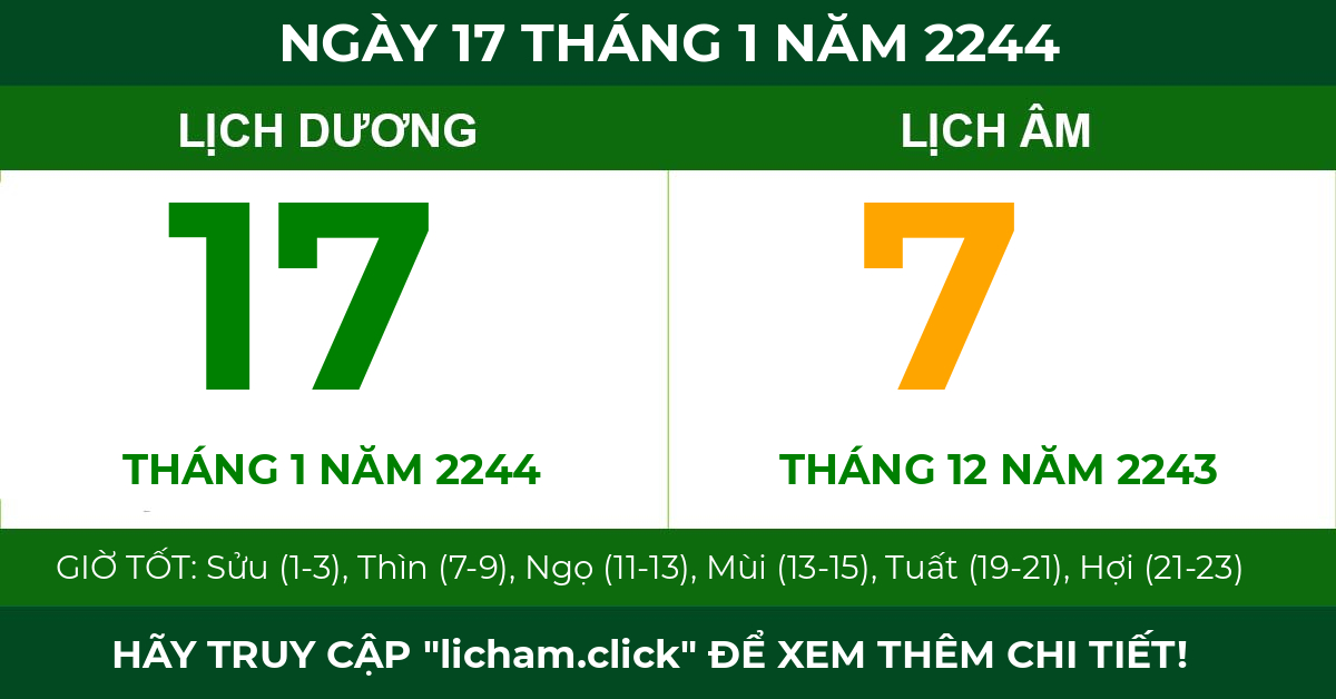 lịch âm ngày 17 tháng 1 năm 2244