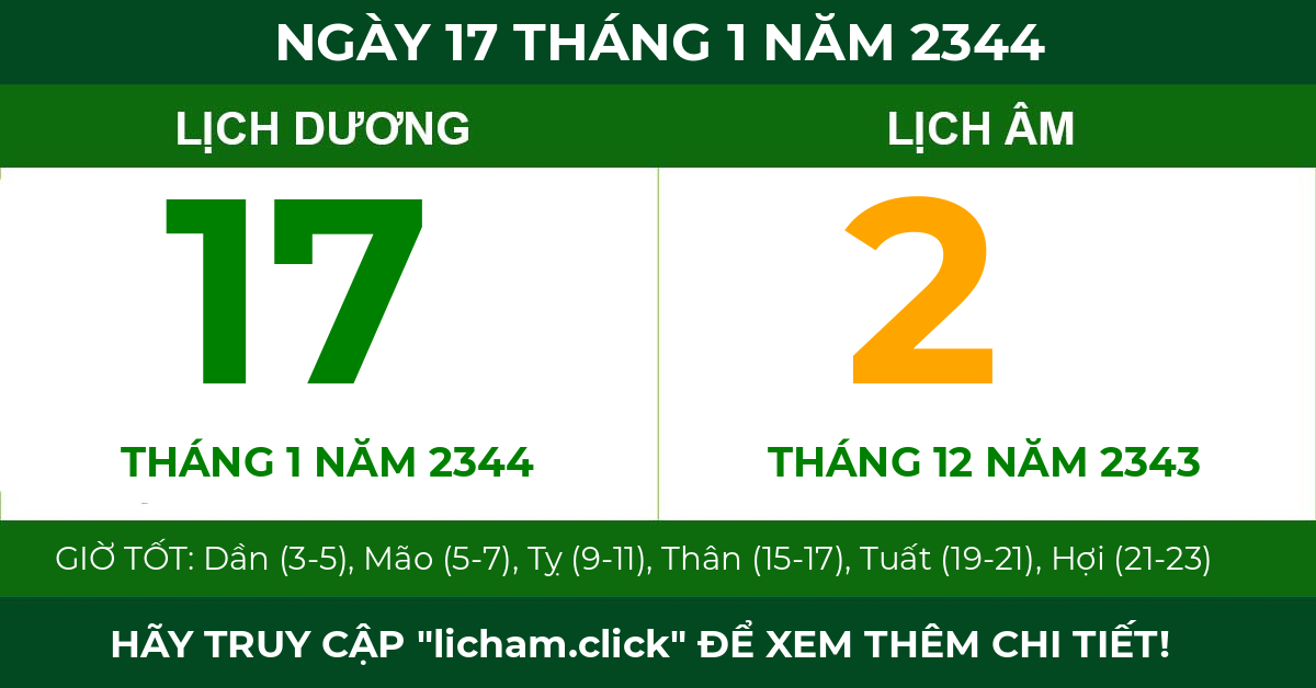 lịch âm ngày 17 tháng 1 năm 2344