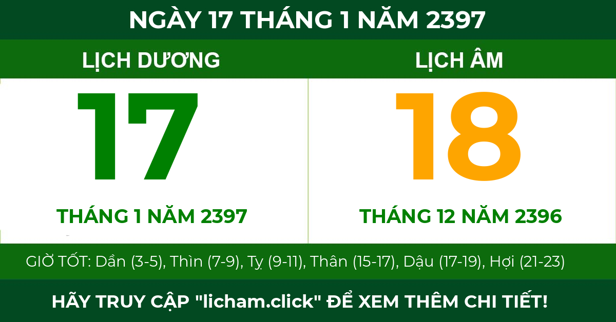 lịch âm ngày 17 tháng 1 năm 2397