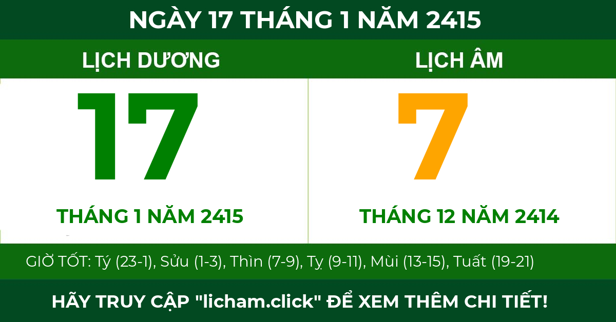 lịch âm ngày 17 tháng 1 năm 2415