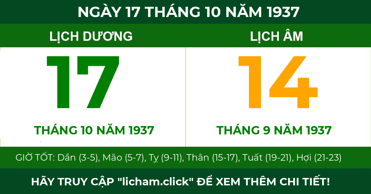 lịch âm ngày 17 tháng 10 năm 1937