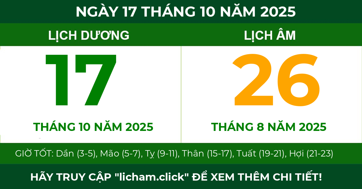 lịch âm ngày 17 tháng 10 năm 2025