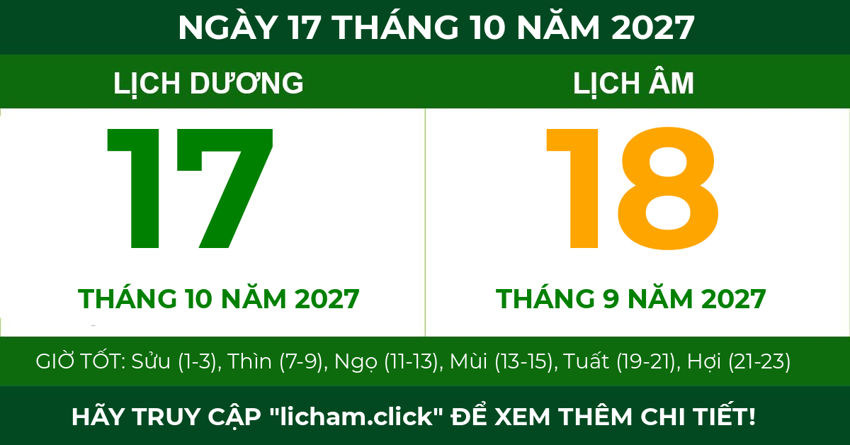 lịch âm ngày 17 tháng 10 năm 2027