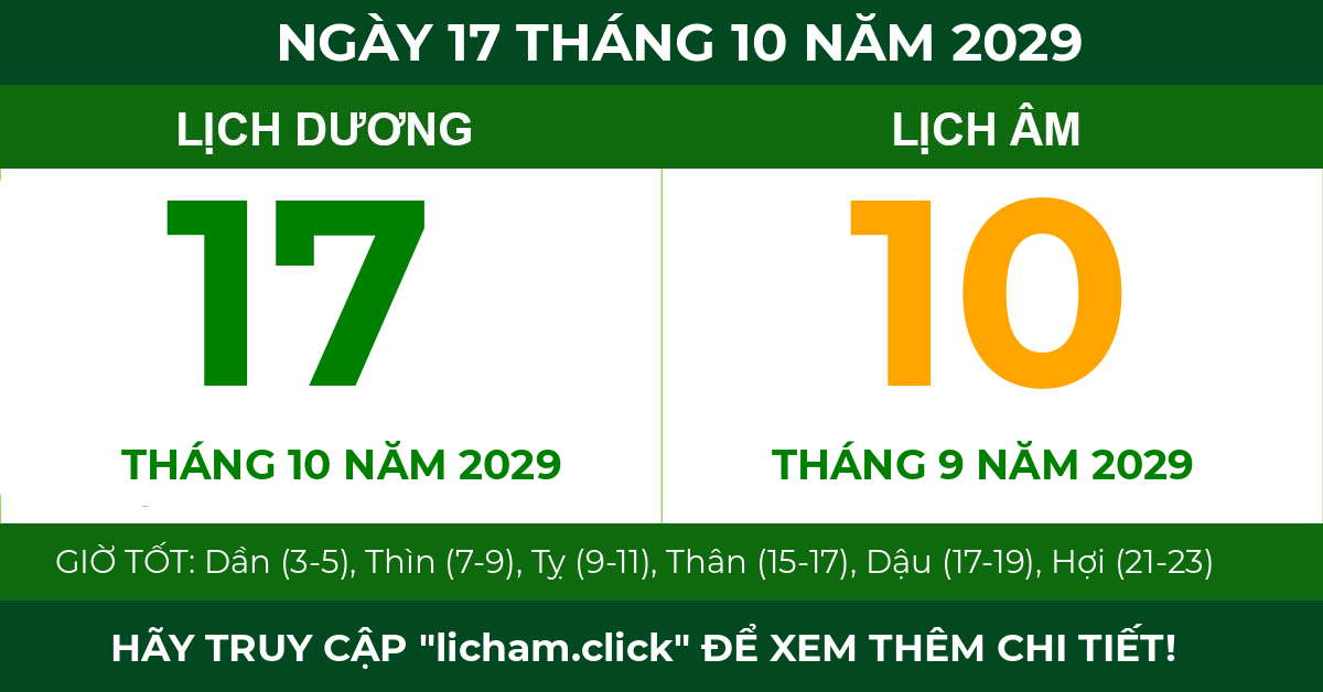 lịch âm ngày 17 tháng 10 năm 2029