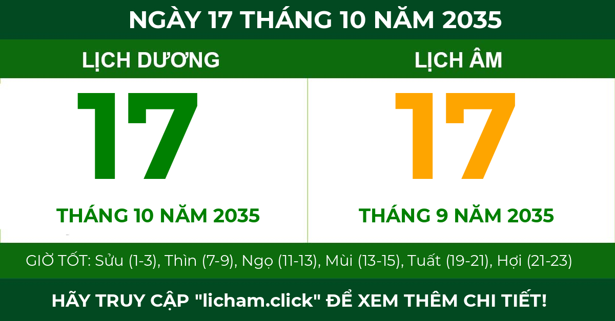 lịch âm ngày 17 tháng 10 năm 2035