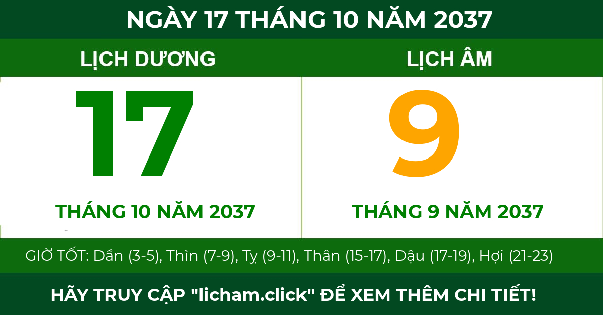 lịch âm ngày 17 tháng 10 năm 2037
