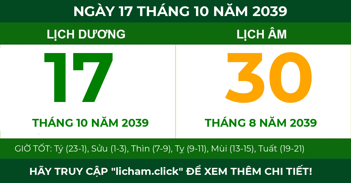 lịch âm ngày 17 tháng 10 năm 2039