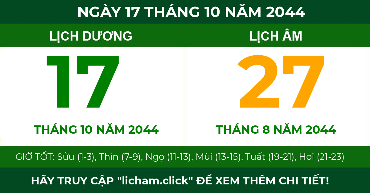 lịch âm ngày 17 tháng 10 năm 2044