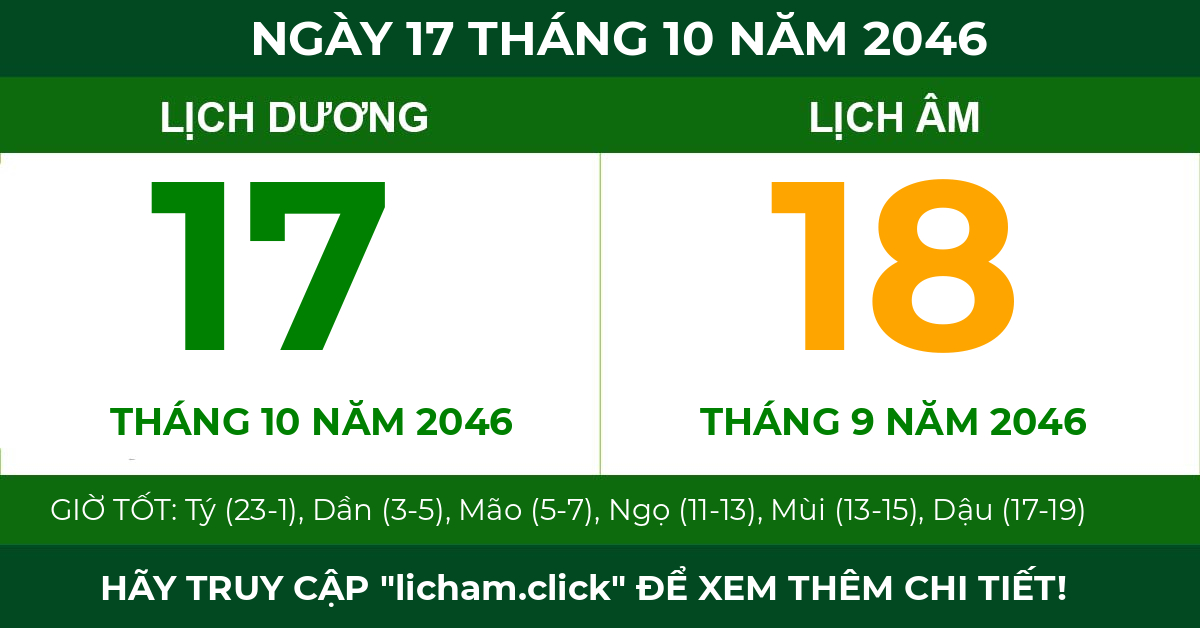 lịch âm ngày 17 tháng 10 năm 2046