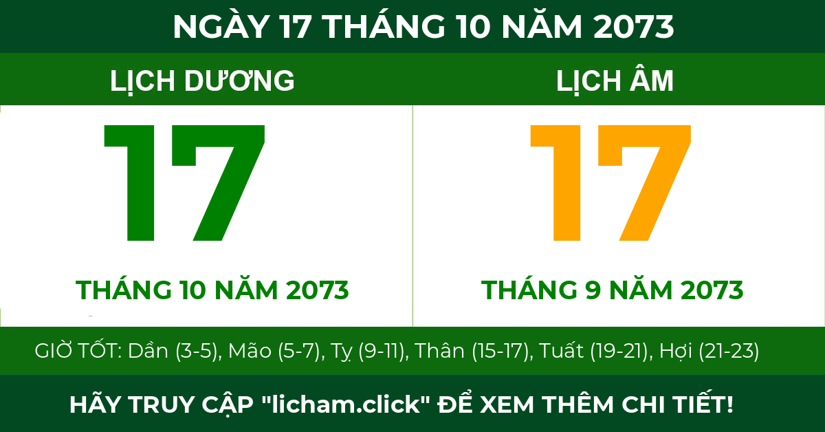 lịch âm ngày 17 tháng 10 năm 2073