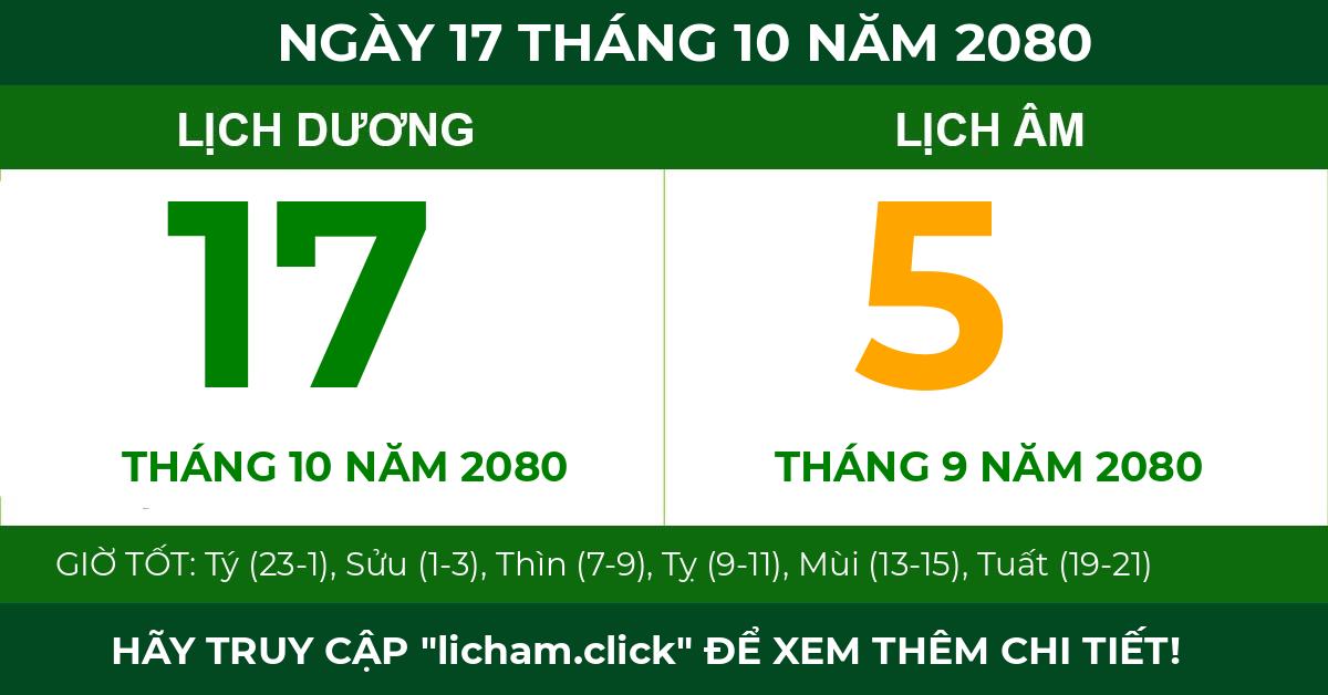 lịch âm ngày 17 tháng 10 năm 2080