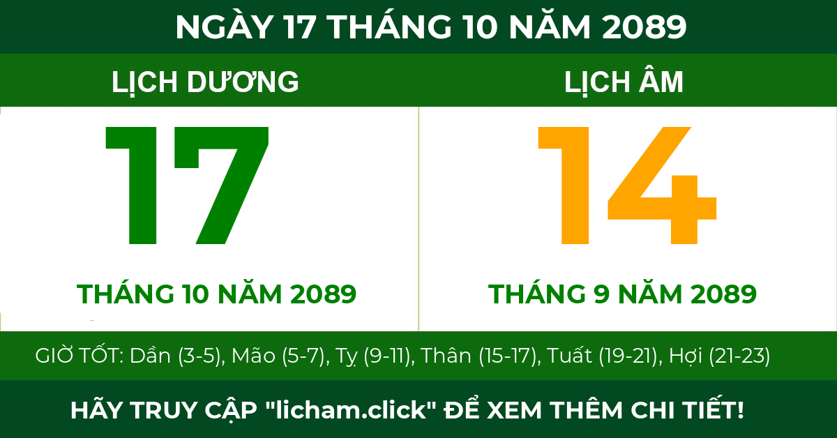 lịch âm ngày 17 tháng 10 năm 2089