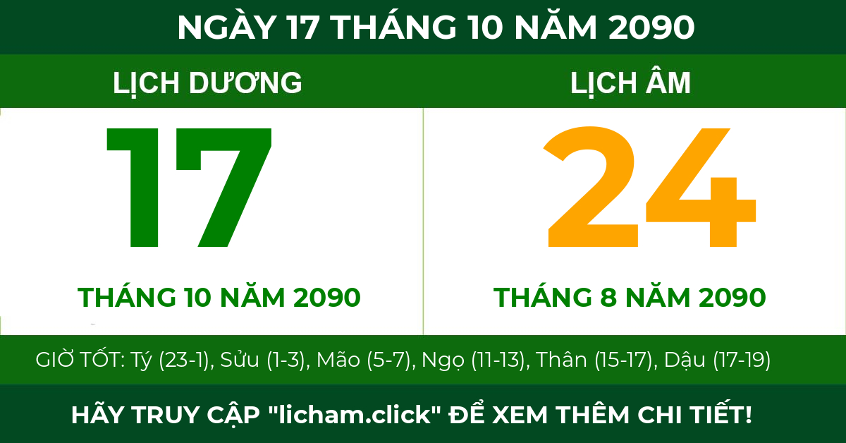 lịch âm ngày 17 tháng 10 năm 2090