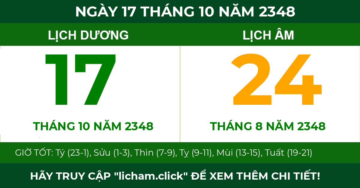 lịch âm ngày 17 tháng 10 năm 2348
