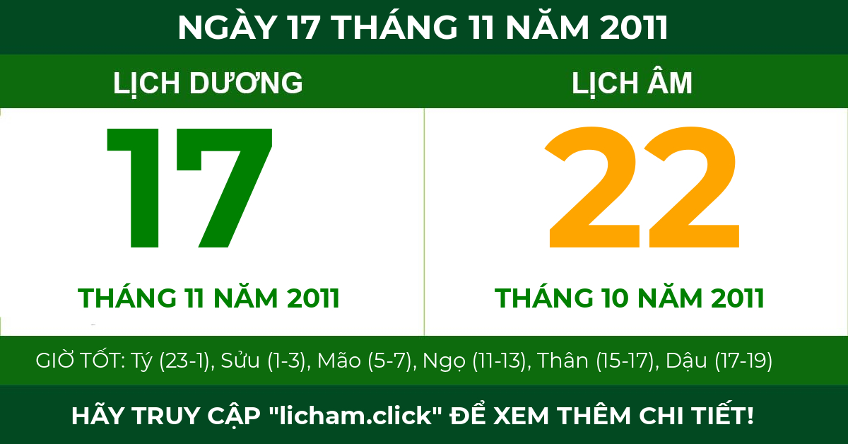 lịch âm ngày 17 tháng 11 năm 2011