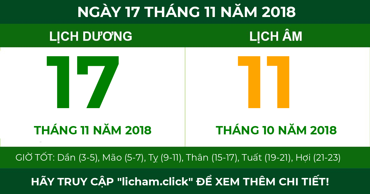 lịch âm ngày 17 tháng 11 năm 2018