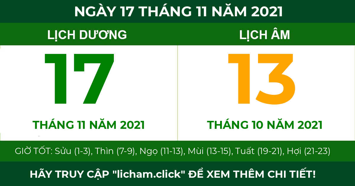 lịch âm ngày 17 tháng 11 năm 2021