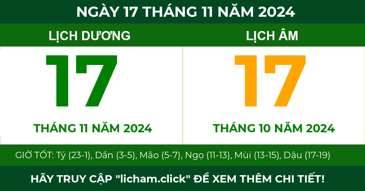 lịch âm ngày 17 tháng 11 năm 2024