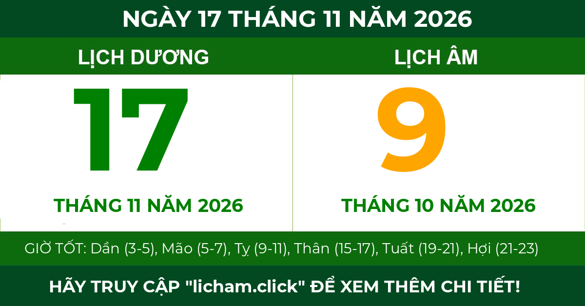 lịch âm ngày 17 tháng 11 năm 2026