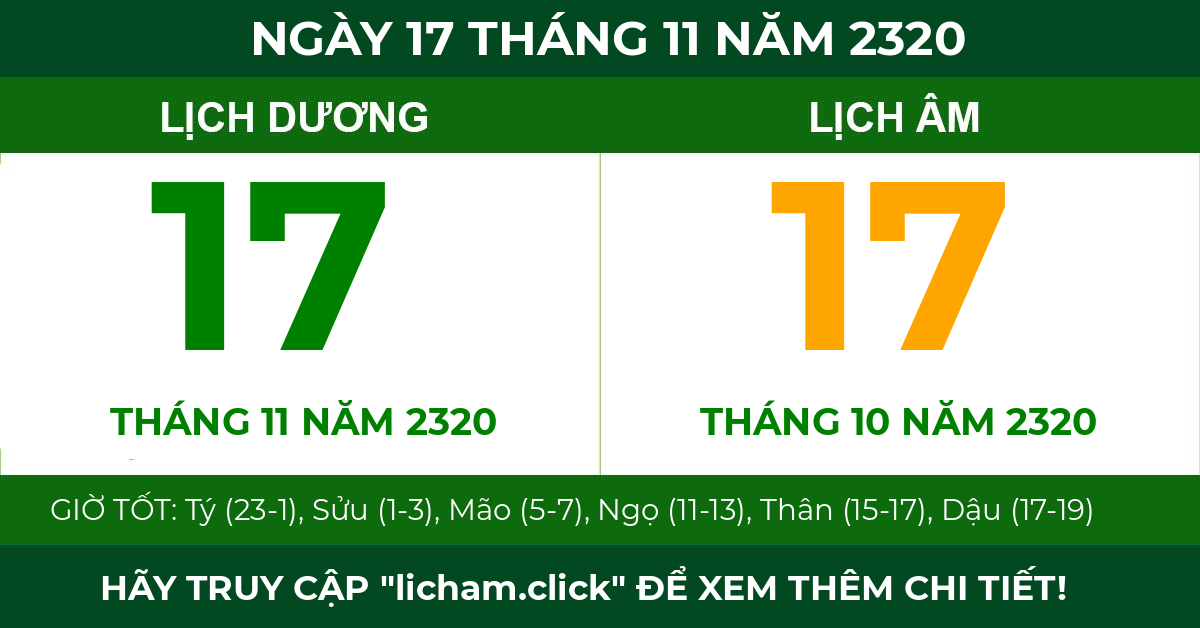 lịch âm ngày 17 tháng 11 năm 2320