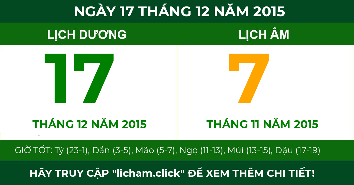 lịch âm ngày 17 tháng 12 năm 2015