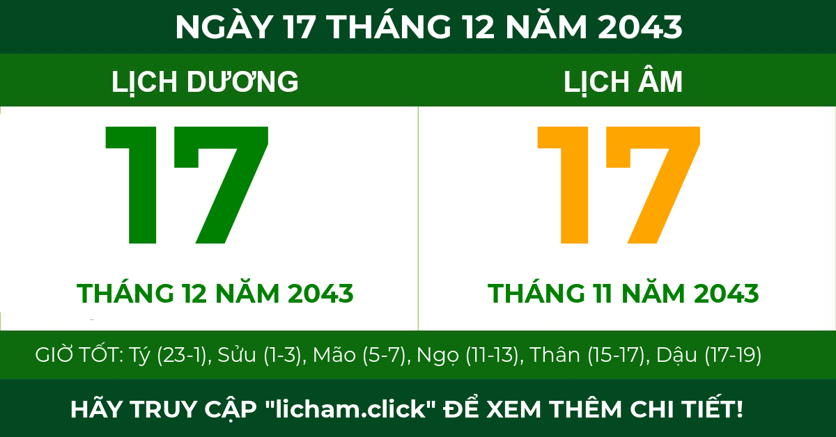 lịch âm ngày 17 tháng 12 năm 2043