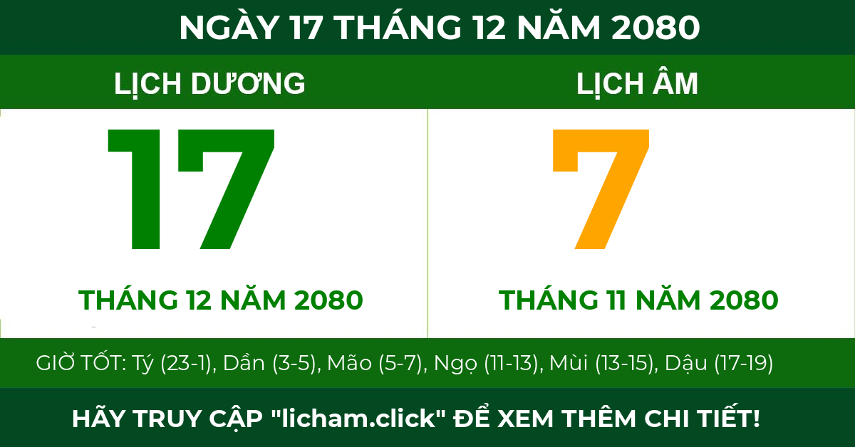 lịch âm ngày 17 tháng 12 năm 2080