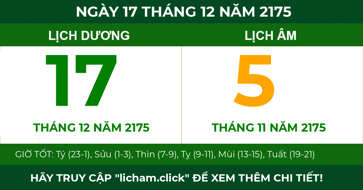 lịch âm ngày 17 tháng 12 năm 2175