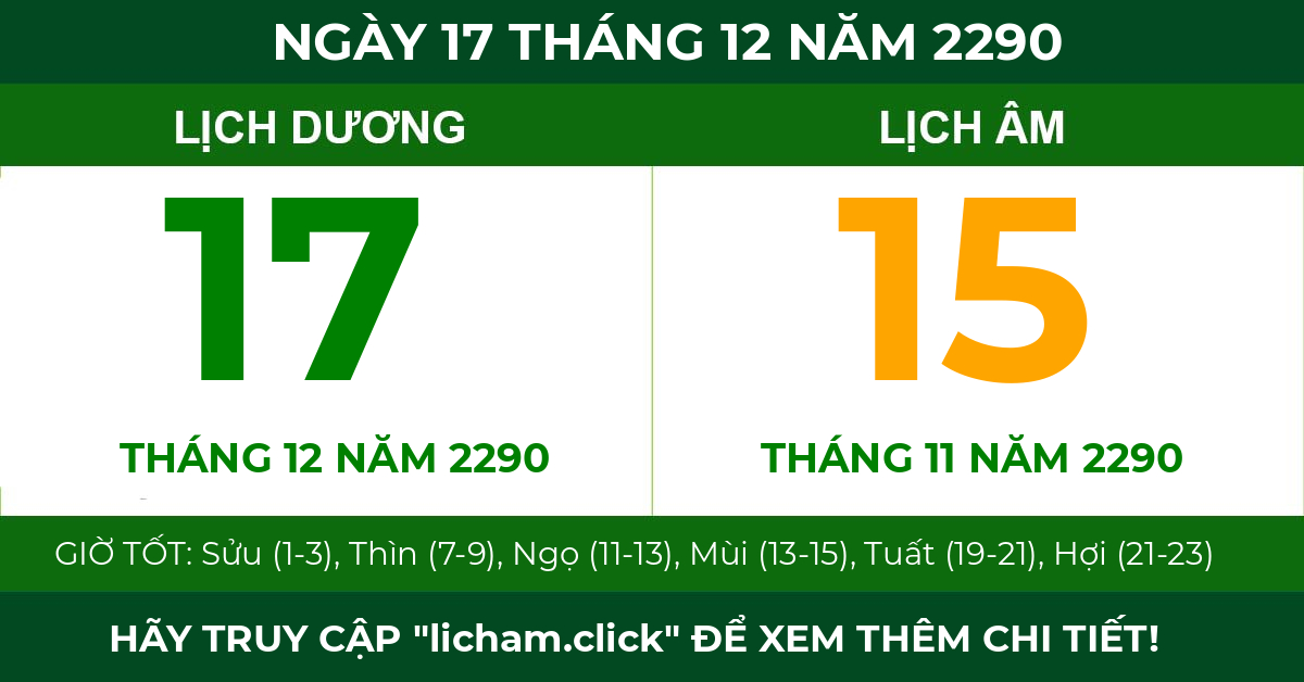 lịch âm ngày 17 tháng 12 năm 2290