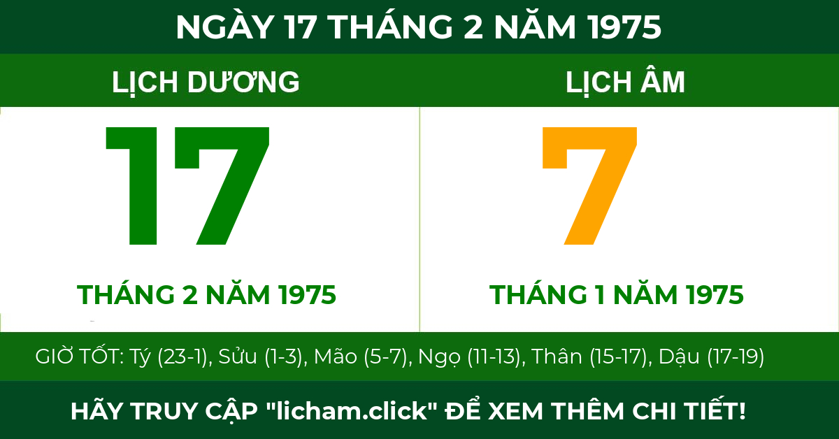 lịch âm ngày 17 tháng 2 năm 1975